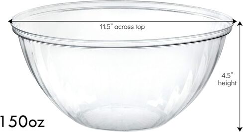 PLASTICPRO Disposable 150 Ounce Round Crystal Clear Plastic Serving Bowls for Snack or Chip ,Candy Dish, Party Salad Container Pack of 2 in Saudi Arabia