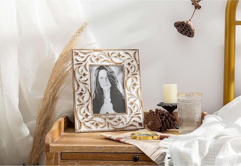 Rites 4x6 Picture Photo Frame Rustic Solid Wood For Desktop Display, Distressed Design, Mother feets 4 inches x6 inches in Saudi Arabia