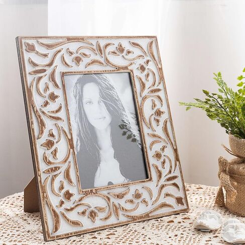 Rites 4x6 Picture Photo Frame Rustic Solid Wood For Desktop Display, Distressed Design, Mother feets 4 inches x6 inches in Saudi Arabia