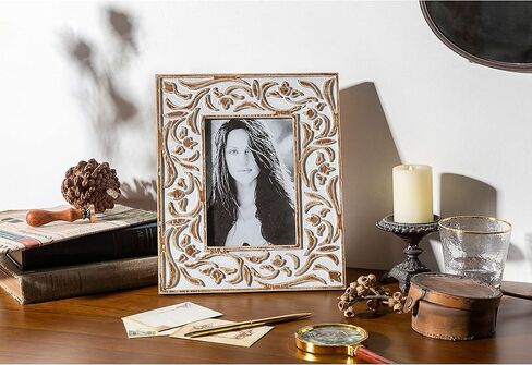 Rites 4x6 Picture Photo Frame Rustic Solid Wood For Desktop Display, Distressed Design, Mother feets 4 inches x6 inches in Saudi Arabia