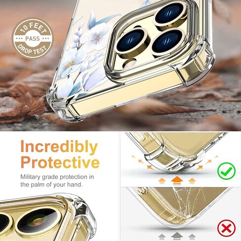 حافظة مصممة على شكل زهرة لهاتف iPhone 13 Pro [مع واقي شاشة]، حافظة هاتف نسائية شفافة زهرية مقاومة للصدمات، غطاء ممتص للصدمات ناعم من مادة TPU مقاس 6.1 بوصة 2021 (لافندر/أرجواني) in Kuwait