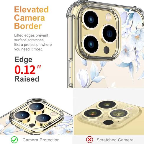 حافظة مصممة على شكل زهرة لهاتف iPhone 13 Pro [مع واقي شاشة]، حافظة هاتف نسائية شفافة زهرية مقاومة للصدمات، غطاء ممتص للصدمات ناعم من مادة TPU مقاس 6.1 بوصة 2021 (لافندر/أرجواني) in Kuwait