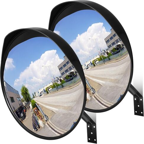 Maitys 2 Pcs Convex Mirror Acrylic Safety Security Traffic Garage Corner Mirror Adjustable Wide Angle View Mirror with Fixing Bracket for Outdoor School Classroom Warehouse (24 Inch) in Saudi Arabia