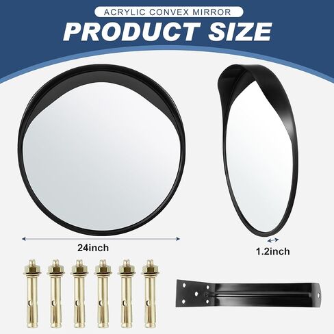 Maitys 2 Pcs Convex Mirror Acrylic Safety Security Traffic Garage Corner Mirror Adjustable Wide Angle View Mirror with Fixing Bracket for Outdoor School Classroom Warehouse (24 Inch) in Saudi Arabia