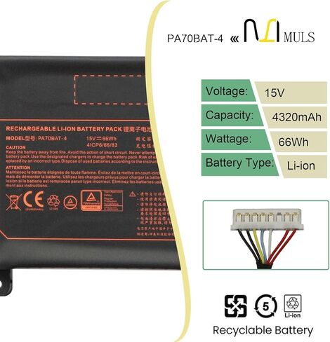 PA70BAT-4 66Wh بطارية كمبيوتر محمول لـ Clevo PA70HP6-G PA70HS PA70HS-G PA71HP6 PA71HP6-G PA71HS PA71HS-G شينكر تكنولوجيز XMG Pro 17 WOOKING S17 Pro-8U HASEE G97E KINGBOOK G97E G99E 87-PA70S-62B01 in Kuwait