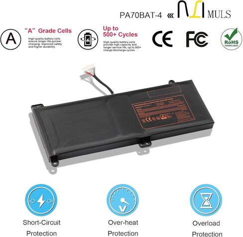 PA70BAT-4 66Wh بطارية كمبيوتر محمول لـ Clevo PA70HP6-G PA70HS PA70HS-G PA71HP6 PA71HP6-G PA71HS PA71HS-G شينكر تكنولوجيز XMG Pro 17 WOOKING S17 Pro-8U HASEE G97E KINGBOOK G97E G99E 87-PA70S-62B01 in Kuwait