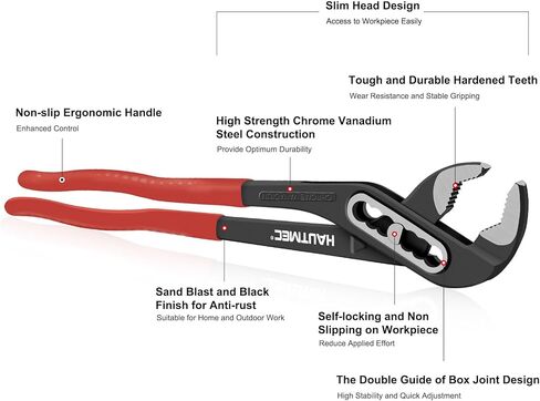 مجموعة كماشة مفصل اللسان والأخدود من HAUTMEC، كماشة مضخة مياه سريعة الضبط التلقائي مع حقيبة أدوات تخزين، تتضمن HT0324-PL مقاس 7 بوصات و10 بوصات و12 بوصة in Kuwait