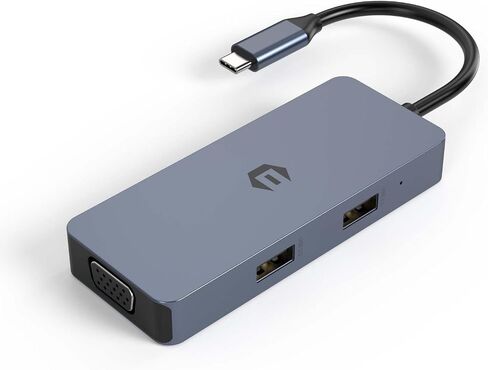 محول متعدد المنافذ USB C Hub، 6 في 1 USB C Hub مع 4K HDMI، VGA، قارئات بطاقات SD/TF، ​​2 منافذ USB 3.0، محول USB C Hub متعدد المنافذ متوافق مع Dell XPS 13/HP/Lenovo Chromebook in Saudi Arabia