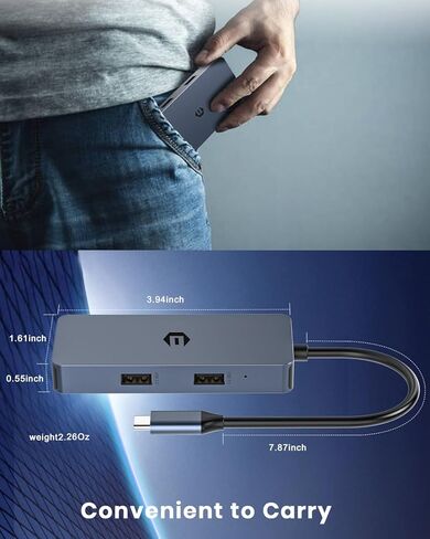 محول متعدد المنافذ USB C Hub، 6 في 1 USB C Hub مع 4K HDMI، VGA، قارئات بطاقات SD/TF، ​​2 منافذ USB 3.0، محول USB C Hub متعدد المنافذ متوافق مع Dell XPS 13/HP/Lenovo Chromebook in Saudi Arabia