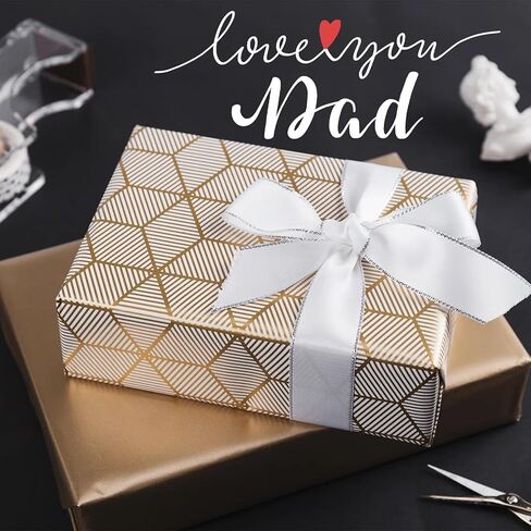 حزمة ورق تغليف عيد الأب من LaRibbons، 4 لفات من ورق تغليف الهدايا للتخرج، وعيد الميلاد، وأعياد الميلاد، وتغليف الهدايا اليومية، رقائق ذهبية وكحلية، 76.2 سم × 25.4 سم لكل لفة in Kuwait