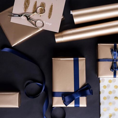 حزمة ورق تغليف عيد الأب من LaRibbons، 4 لفات من ورق تغليف الهدايا للتخرج، وعيد الميلاد، وأعياد الميلاد، وتغليف الهدايا اليومية، رقائق ذهبية وكحلية، 76.2 سم × 25.4 سم لكل لفة in Kuwait