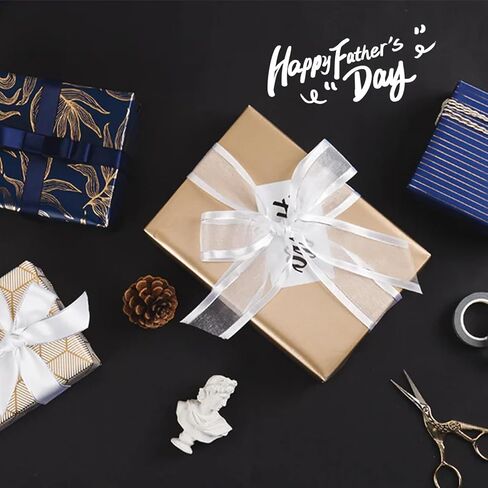 حزمة ورق تغليف عيد الأب من LaRibbons، 4 لفات من ورق تغليف الهدايا للتخرج، وعيد الميلاد، وأعياد الميلاد، وتغليف الهدايا اليومية، رقائق ذهبية وكحلية، 76.2 سم × 25.4 سم لكل لفة in Kuwait