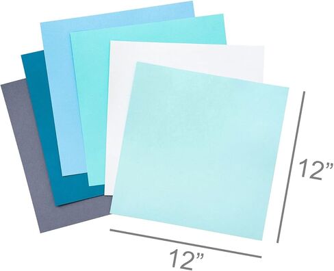 مجموعة متنوعة من البطاقات 12 × 12، 60 ورقة | ورق قصاصات مزخرف فاخر بوزن 80 رطل، قلب صلب | بطاقة مزدوجة الجوانب خالية من الأحماض للحرف الورقية والنقش وصناعة البطاقات | الأشكال الزرقاء in Kuwait