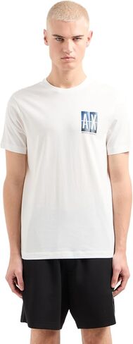 تي شيرت رجالي من A｜X ARMANI EXCHANGE مصنوع من القطن بمقاس عادي وشعار صندوق متدرج صغير على الصدر in Saudi Arabia