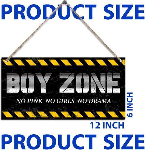 منطقة الصبي معلقة علامة خشبية الرجل الصغير الكهف لا الوردي لا الفتيات لا الدراما اقتباس لوحة معلقة جدار الفن ديكور لحضانة الأطفال الصغار الأولاد غرفة نوم غرفة المعيشة ديكورات غرفة المعيشة 12 بوصة × 6 بوصة (J686) in Kuwait