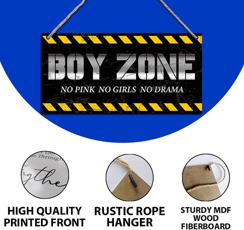 منطقة الصبي معلقة علامة خشبية الرجل الصغير الكهف لا الوردي لا الفتيات لا الدراما اقتباس لوحة معلقة جدار الفن ديكور لحضانة الأطفال الصغار الأولاد غرفة نوم غرفة المعيشة ديكورات غرفة المعيشة 12 بوصة × 6 بوصة (J686) in Kuwait