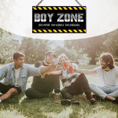 منطقة الصبي معلقة علامة خشبية الرجل الصغير الكهف لا الوردي لا الفتيات لا الدراما اقتباس لوحة معلقة جدار الفن ديكور لحضانة الأطفال الصغار الأولاد غرفة نوم غرفة المعيشة ديكورات غرفة المعيشة 12 بوصة × 6 بوصة (J686) in Kuwait