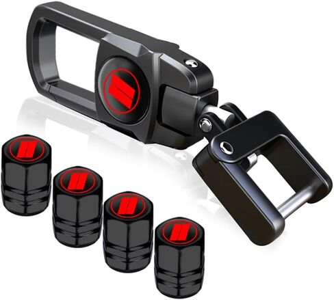 Metal Alloy Keychain for Acura, Car Key Chain with 4PCS Tire Valve Stem Caps for Men Women, Car Accessories, Black in Saudi Arabia