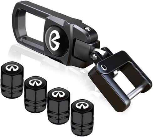 Metal Alloy Keychain for Acura, Car Key Chain with 4PCS Tire Valve Stem Caps for Men Women, Car Accessories, Black in Saudi Arabia