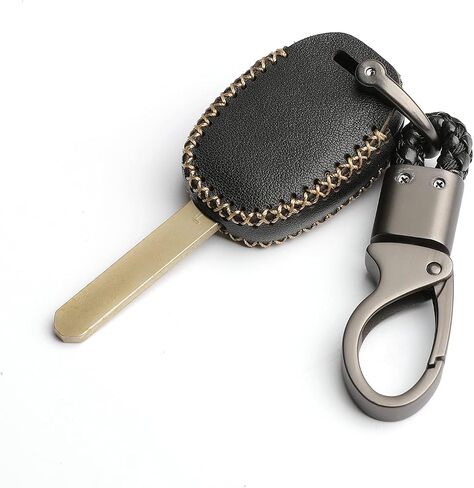 Leather for Honda Accord Crosstour CR-V Civic Pilot Element Remote 4 Buttons Key Case Holder Cover Fob Chain (Black) in Saudi Arabia