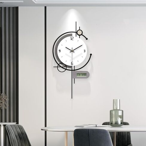 Modern Wall Clock for Living Room,Large Decorative Wall Clock with Day of Week and Temperature,Silent Clock Battery Operated for Kitchen/Entryway/Bedroom/Office/Dinning Room Metal Wall Decor in Saudi Arabia