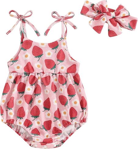 Summer Baby Girl Clothes Newborn Floral Bubble Romper Strap Sleeveless Jumpsuit Playsuit Headband Outfit in Saudi Arabia