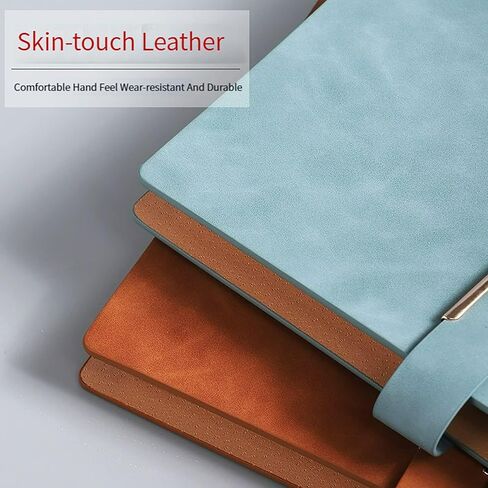 Refillable Notebook, 320 Pages Thick Lined Journal, 6 Ring A5 Binder Hardcover Leather Ruled Notebook for Women Men Work Office School Writing, Magnetic Buckle Closure, 5.7" x 8.26", GreyBlue in Saudi Arabia