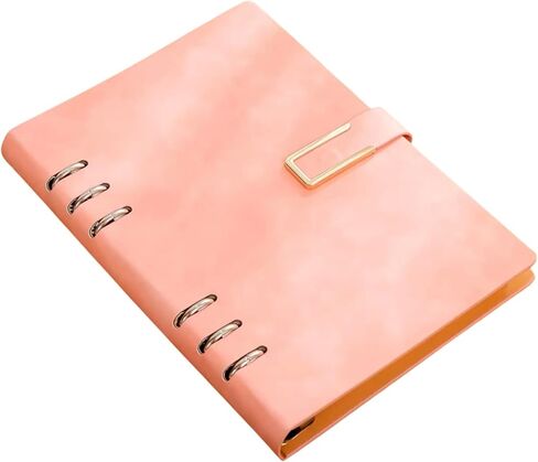 Refillable Notebook, 320 Pages Thick Lined Journal, 6 Ring A5 Binder Hardcover Leather Ruled Notebook for Women Men Work Office School Writing, Magnetic Buckle Closure, 5.7" x 8.26", GreyBlue in Saudi Arabia