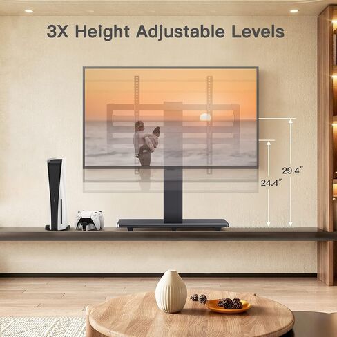 قاعدة حامل تلفزيون عالمية من Marsail لتلفزيونات LCD OLED مسطحة/منحنية مقاس 44-85 بوصة - ارتفاع قابل للتعديل/طويل/أكبر حامل تلفزيون على سطح الطاولة مع إدارة الكابلات، VESA 800x400 مم in Kuwait