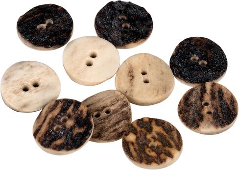 Natural Round Shape Deer, Elk Antler Buttons 3 Sizes 5pieces (25 mm (0.98 inch)) in Saudi Arabia