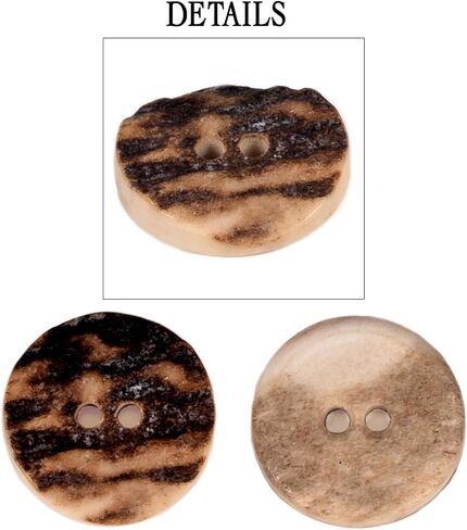 Natural Round Shape Deer, Elk Antler Buttons 3 Sizes 5pieces (25 mm (0.98 inch)) in Saudi Arabia