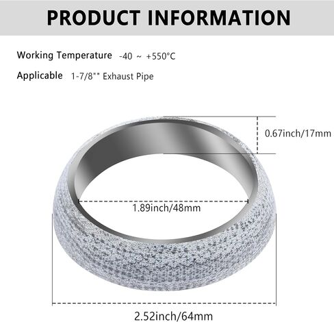 ID 2.13"/54mm Car Exhaust Manifold Gasket,Graphite Construction Exhaust Donut Gasket Seal Muffler Ring,Automotive Replacement Exhaust Flange Gasket for Stop Leakage (54mm) in Kuwait
