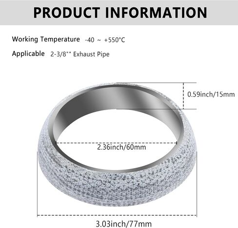 ID 2.13"/54mm Car Exhaust Manifold Gasket,Graphite Construction Exhaust Donut Gasket Seal Muffler Ring,Automotive Replacement Exhaust Flange Gasket for Stop Leakage (54mm) in Kuwait
