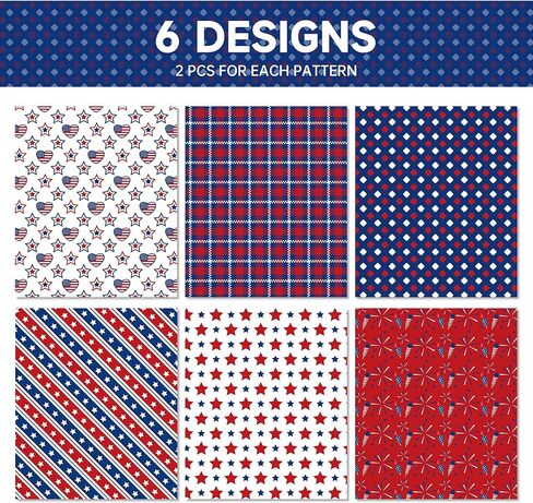 DodelyGz 12 ورقة من ورق تغليف الهدايا الوطنية في الرابع من يوليو، 4 تصميمات ورق تغليف بنمط وطني لتعبئة هدايا عيد الاستقلال DIY لصالح حفلة عيد الميلاد، 20 × 27 بوصة in Kuwait