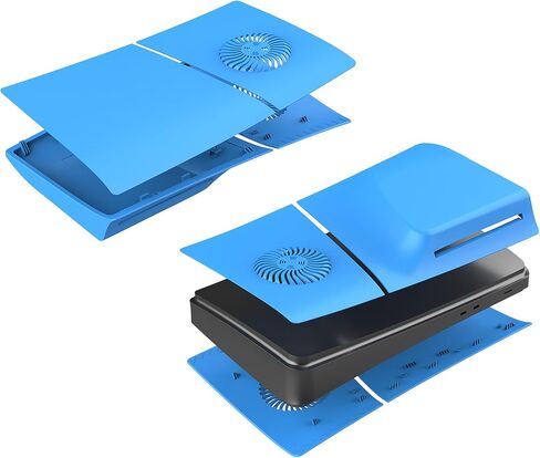 لوحات غطاء مكونة من 5 قطع متوافقة مع قرص PS5 النحيف والإصدار الرقمي، وألواح واجهة وحدة التحكم DOBEWINGDELOU مع فتحة تبريد وفلتر غبار بديل ABS لوحات ملحقات الهيكل الجانبي باللون الأسود in Kuwait