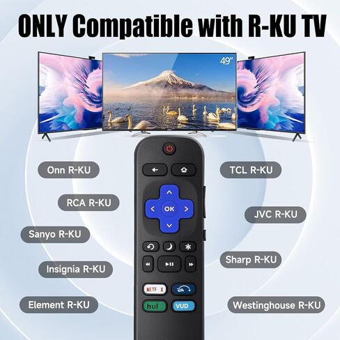جهاز تحكم عن بعد عالمي جديد للتلفزيون Roku TV، لتلفزيون TCL/Hisense/Sharp/Philibs/Onn/Element/Insignia Roku TV (ليس لعصا Roku أو الصندوق) (عبوة من قطعتين) in Kuwait