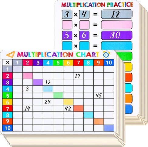24 Pcs Dry Erase Multiplication Chart Whiteboard 9 x 12 inch Double Sided Multiplication Table Whiteboard Times Table Math Manipulatives White Board for Kids Students Classroom Home Learning in Saudi Arabia