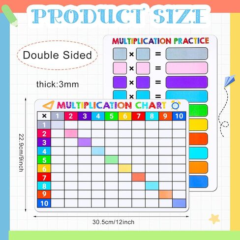 24 Pcs Dry Erase Multiplication Chart Whiteboard 9 x 12 inch Double Sided Multiplication Table Whiteboard Times Table Math Manipulatives White Board for Kids Students Classroom Home Learning in Saudi Arabia