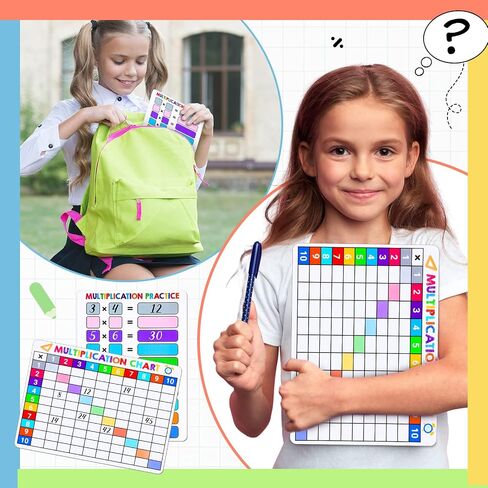 24 Pcs Dry Erase Multiplication Chart Whiteboard 9 x 12 inch Double Sided Multiplication Table Whiteboard Times Table Math Manipulatives White Board for Kids Students Classroom Home Learning in Saudi Arabia