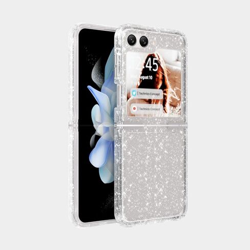 Samsung Galaxy Z Flip 5 Case, Shiny Sparkling Bling Glitter Style Hybird TPU+PC Protective Clear Case Compatible with Samsung Galaxy Z Flip 5 (Glitter Style) in Saudi Arabia