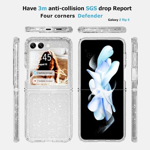 Samsung Galaxy Z Flip 5 Case, Shiny Sparkling Bling Glitter Style Hybird TPU+PC Protective Clear Case Compatible with Samsung Galaxy Z Flip 5 (Glitter Style) in Saudi Arabia