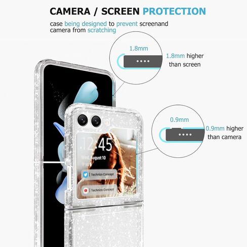Samsung Galaxy Z Flip 5 Case, Shiny Sparkling Bling Glitter Style Hybird TPU+PC Protective Clear Case Compatible with Samsung Galaxy Z Flip 5 (Glitter Style) in Saudi Arabia