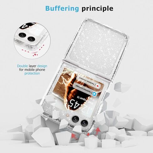 Samsung Galaxy Z Flip 5 Case, Shiny Sparkling Bling Glitter Style Hybird TPU+PC Protective Clear Case Compatible with Samsung Galaxy Z Flip 5 (Glitter Style) in Saudi Arabia
