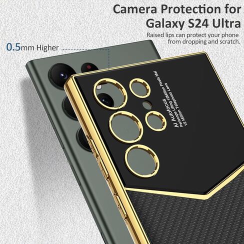 حافظة جلدية متوافقة مع NINKI لهاتف Samsung Galaxy S24 Ultra من ألياف الكربون، جلد مطلي بالكهرباء مع غطاء حماية من السيليكون TPU S24 Ultra Samsung Galaxy S24 Ultra لحافظة هاتف Galaxy S24 Ultra in Kuwait