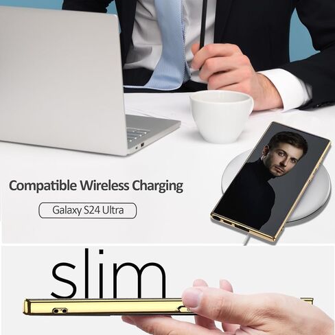 حافظة جلدية متوافقة مع NINKI لهاتف Samsung Galaxy S24 Ultra من ألياف الكربون، جلد مطلي بالكهرباء مع غطاء حماية من السيليكون TPU S24 Ultra Samsung Galaxy S24 Ultra لحافظة هاتف Galaxy S24 Ultra in Kuwait