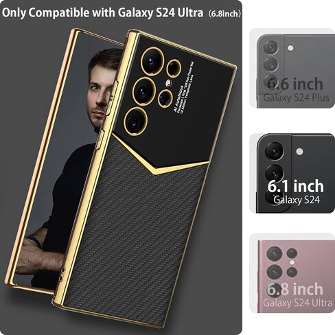 حافظة جلدية متوافقة مع NINKI لهاتف Samsung Galaxy S24 Ultra من ألياف الكربون، جلد مطلي بالكهرباء مع غطاء حماية من السيليكون TPU S24 Ultra Samsung Galaxy S24 Ultra لحافظة هاتف Galaxy S24 Ultra in Kuwait
