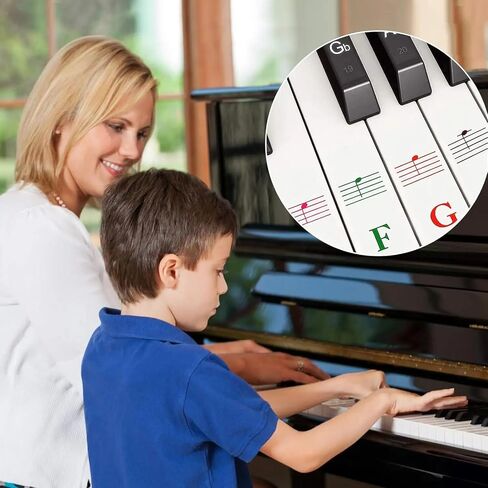 Piano Keyboard Stickers, 88/61/54/49/37 Keys, Bold Large Letters Piano Keyboard Labels, Removable, Multicolored, Keyboard Stickers for Beginners, Gift for Musician Friends, Teachers, Kids (Assorted) in Saudi Arabia