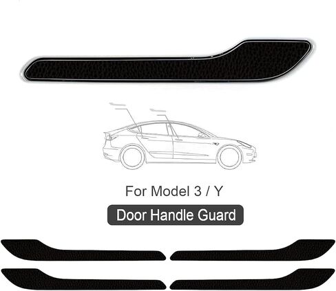 Tesla Door Handle Sticker, Black Anti Scratch Door Cup Protector, unmarked Automatic Door Handle Protective Film for Model 3 Y Custom Cut Decal (Set of 6) (Black) in Saudi Arabia