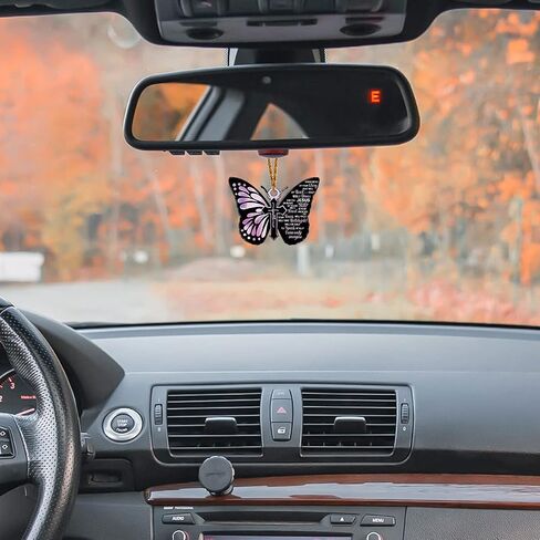 Butterfly Jesus Cross Hanging Ornament for Car, Christian Lover Religious Auto Rear View Mirror Accessories, Christmas Tree Charm, Flower Faith Vehicle Interior Pendant Decoration (Style A) in Saudi Arabia