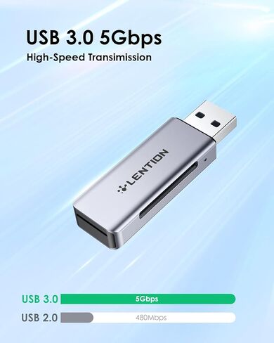 LENTION USB 3.0 Type A to SD/Micro SD Card Reader, SD 3.0 Card Adapter for SD/SDXC/SDHC, Micro SD/Micro SDXC/Micro SDHC Cards Compatible MacBook Pro/Air, Surface, More (CB-H7, Space Gray) in Saudi Arabia